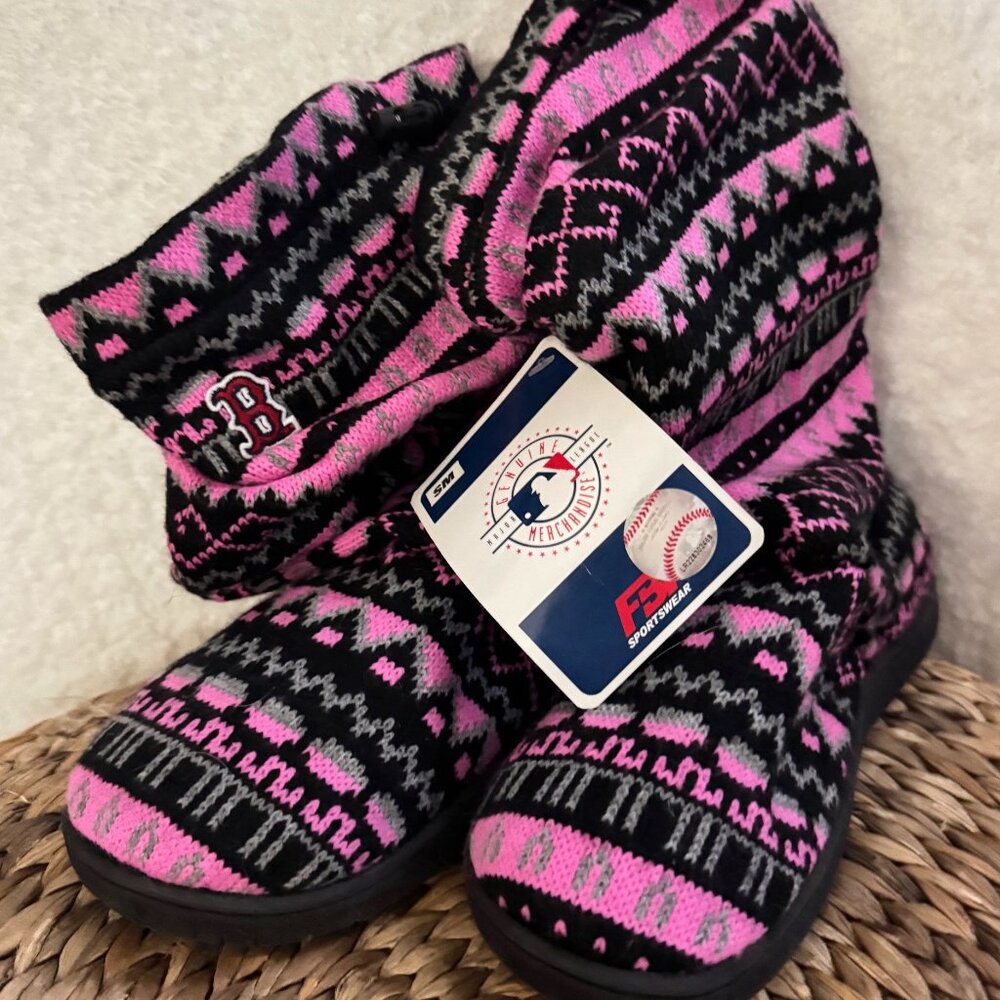 Boston Red Sox Black Pink FBF MLB Sweater Slouch Boots Shoes Womens Small 7 8